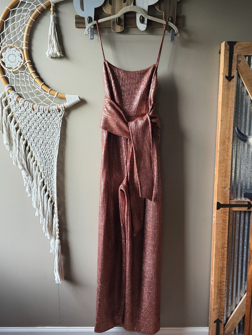 Free People Shimmer And Shine Jumpsuit Ginger Snap Nwot